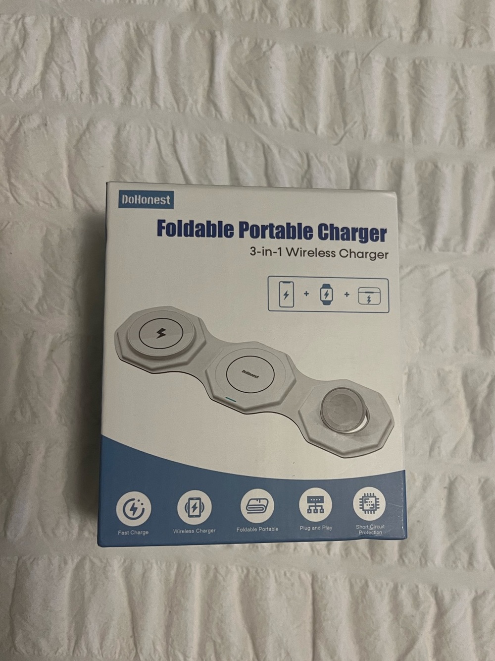 Foldable Portable Charger 3-in-1 Wireless Charger - White